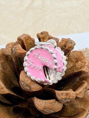 James Avery Enamel Birthday Cake Charm Sterling Silver Pink Cake